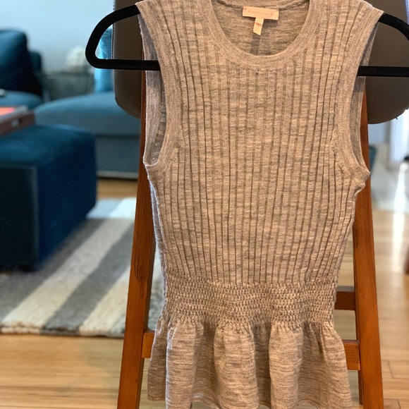 REBECCA TAYLOR SMOCKED RIB PEPLUM PULLOVER - Sz L - Picture 3 of 5